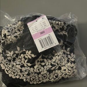 Black and Cream Lace Bra